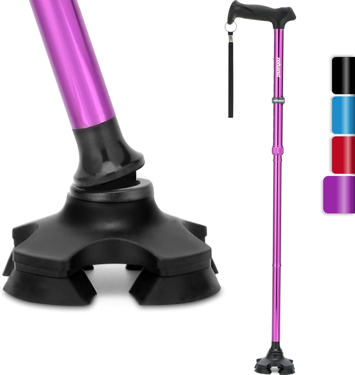 PURPLE - Pivot Walking Cane - Foldable, Adjustable, Lightweight, Self Standing, Soft Handle Grip, Travel Bag ... Trackable Cuba Home Delivery Included.