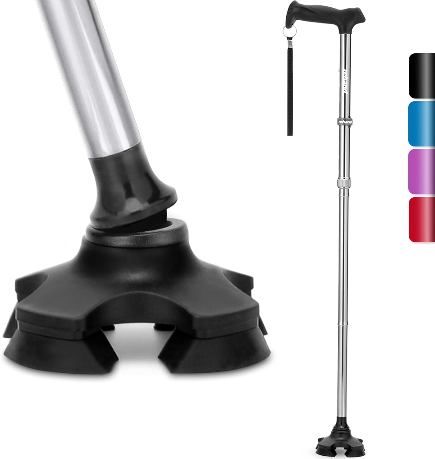 SILVER - Pivot Walking Cane - Foldable, Adjustable, Lightweight, Self Standing, Soft Handle Grip, Travel Bag ... Trackable Cuba Home Delivery Included.