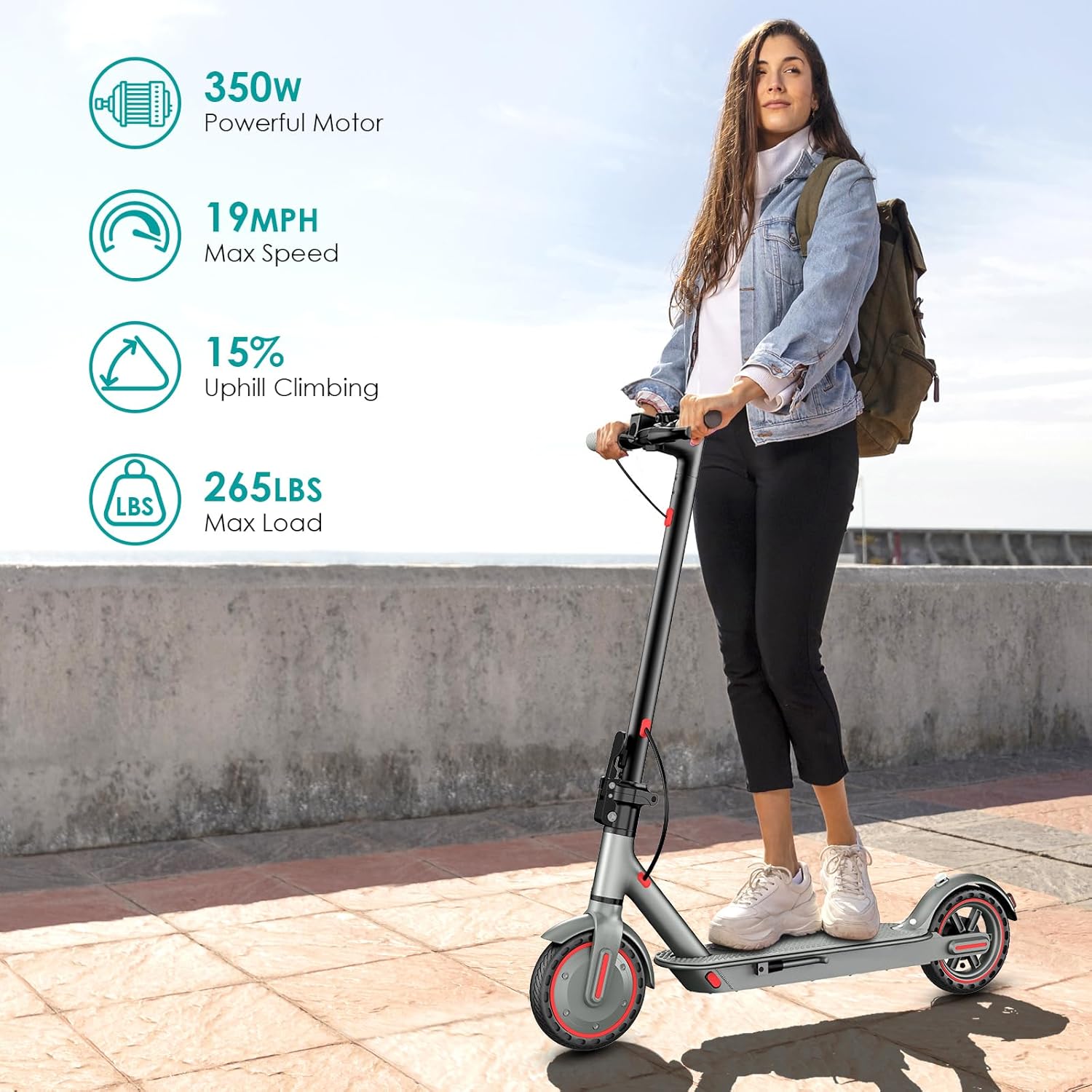 350-Watt, RED COCOMILA Electric Scooter for Adults-Teens, 18/28 Mile Range, 19/25 MPH ... Trackable Cuba Home Delivery Included.