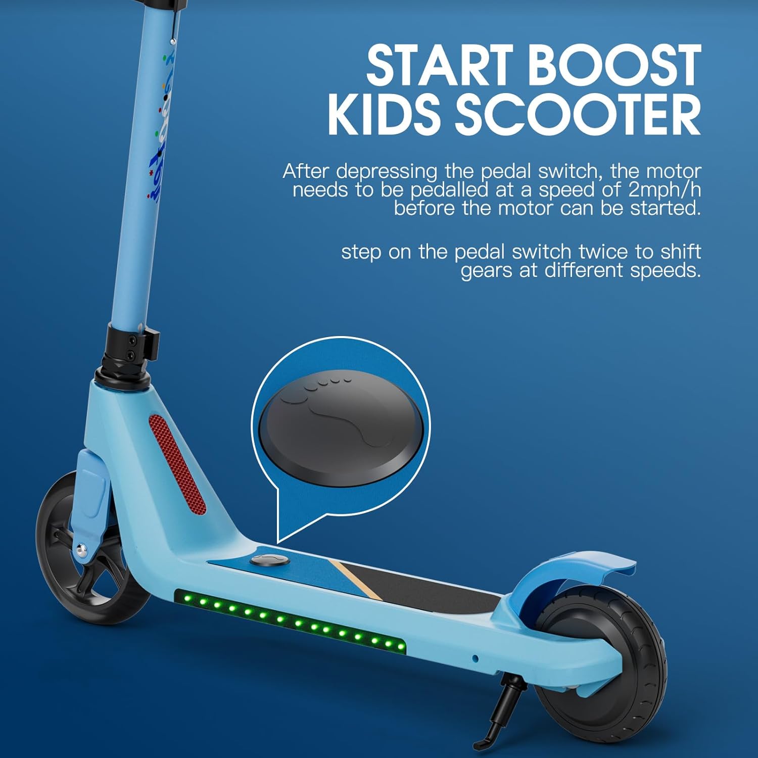 BLUE - Electric Scooter for Kids Age 6-10, Kick-Start Boost, 4-6 mph, 80 min ... Trackable Cuba Home Delivery Included.