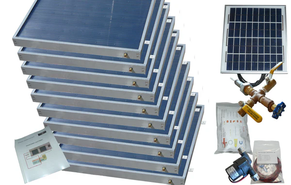 10 Panel, DOUBLE-Row, Hybrid Solar Water Heater Kit by Heliatos Solar ... Trackable Home Delivery to Cuba Included.