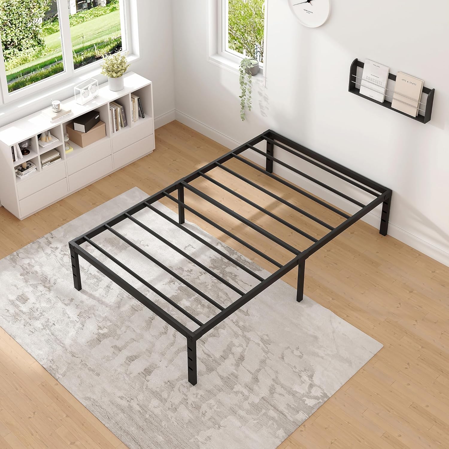 TWIN Size, Black, Sturdy Metal Platform Bed, 14-inch ...... Trackable Cuba Home Delivery Included.