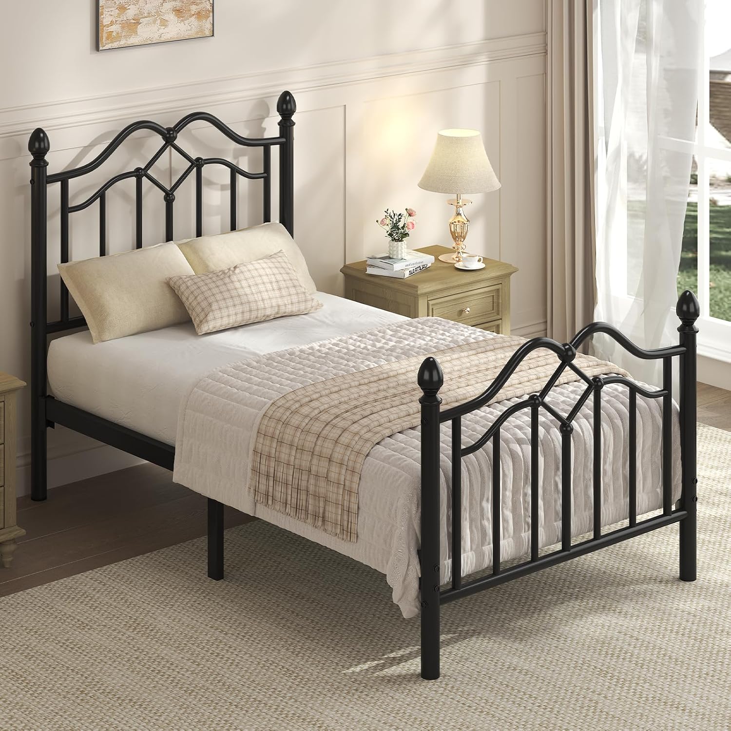 TWIN Size, Black, Metal Platform Bed with Headboard and Footboard ...... Trackable Cuba Home Delivery Included.