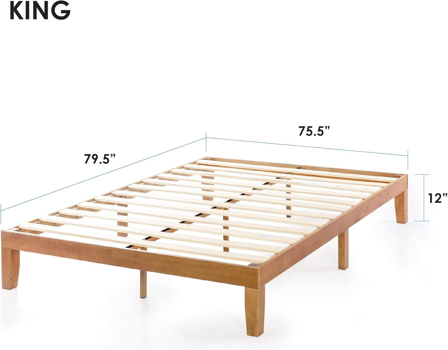 KING Size, Natural Pine, Solid Wood Platform Bed, 12-inch ...... Trackable Cuba Home Delivery Included