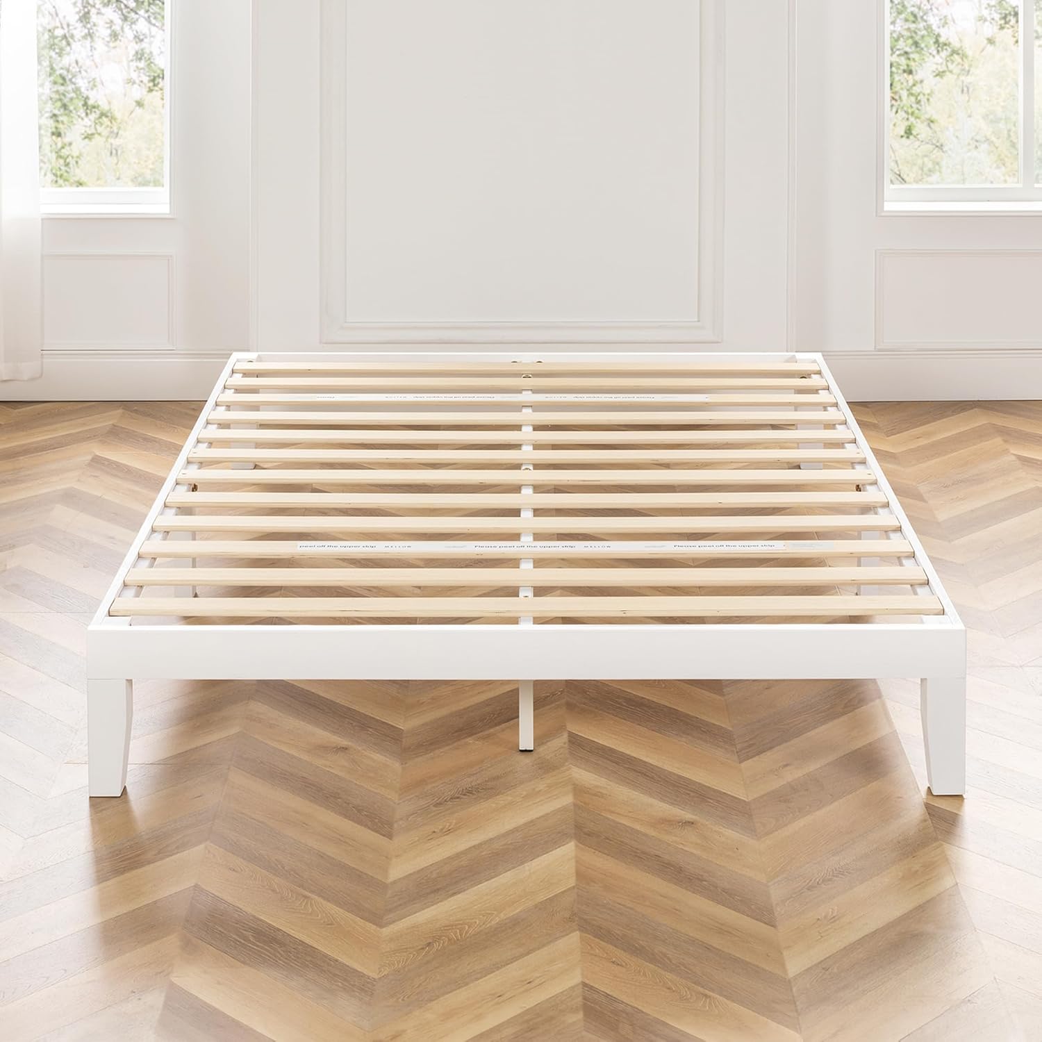 FULL SIZE, WHITE, Solid Wood Platform Bed, 12-inch ...... Trackable Cuba Home Delivery Included.