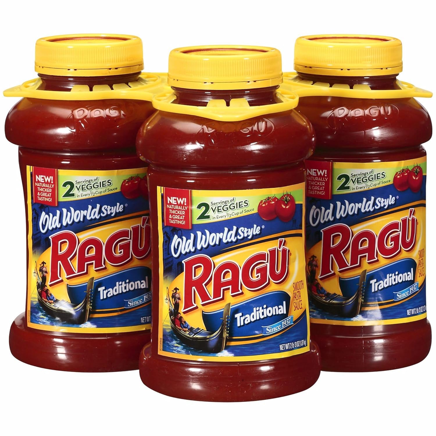 (3) Large 2.81 Lbs. - RAGU Old World Style Traditional Sauce, Plastic Jars ... Trackable Cuba Home Delivery Included.